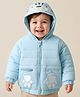 Babyoye Full Sleeves Hoodie Jacket with Bear Print - Light Blue