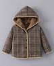 Mark & Mia Full Sleeves Checks Hooded Jacket - Brown