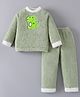 Mark & Mia Full Sleeves Winter Wear Night Suit With Dino Patch Embroidery - Olive Green