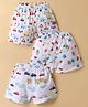 Simply Sinker Knit Knee Length Shorts with Vehicle & Animal Print Pack of 3 - White