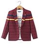 Dapper Dudes Full Sleeves Striped Blazer With Typography Printed Tee Set - Maroon