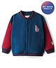 Bonfino 100% Cotton Fleece Knit Full Sleeves Bomber Jacket with LA Print - Navy Blue