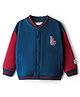Bonfino 100% Cotton Fleece Knit Full Sleeves Bomber Jacket with LA Print - Navy Blue