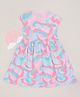 Pantaloons Junior Cotton Knit Cap Sleeves Marble Printed Dress - Pink