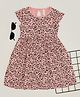 Pantaloons Junior Cotton Knit Cap Sleeves Leopard Printed Dress - Pink