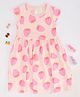Pantaloons Junior Cotton Knit Cap Sleeves Strawberries Printed Dress - Nude