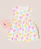 Pantaloons Junior Cotton Knit Cap Sleeves Floral Printed Dress - Off White