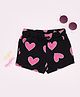 Pantaloons Junior Cotton Knit Hearts Printed Shorts - Black