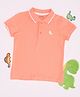 Pantaloons Junior Cotton Knit Half Sleeves Solid Polo Tee - Peach