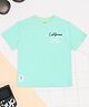 Pantaloons Junior Cotton Knit Half Sleeves California Text Printed Tee - Turquoise