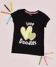 Pantaloons Junior Cotton Knit Half Sleeves Heart Printed Tee - Black
