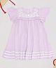 Pantaloons Junior Cotton Woven Half Sleeves Floral Embroidered Flared Dress - Lilac