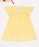 Pantaloons Junior Cotton Woven Half Sleeves Floral Embroidered Flared Dress - Wax Yellow