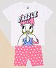 Pantaloons Junior Cotton Knit Mickey & Friends Featuring Half Sleeves Daisy Duck Character Printed Tee With Shorts Set - Purple Rose