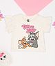 Pantaloons Junior Cotton Knit Tom & Jerry Featurng Flutter Sleeves Characters Printed Top - Off White
