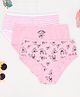 Pantaloons Junior Cotton Knit Pack Of 3 Striped & Cat Printed Panties - Candy Pink