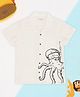 Pantaloons Junior Cotton Woven Half Sleeves Octopus Printed Shirt - Off White