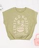 Pantaloons Junior Cotton Spandex Knit Half Sleeves Limited Edition Text Printed Crop Top - Green