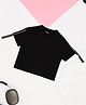 Pantaloons Junior Cotton Knit Half Sleeves Solid Crop Top - Black
