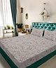 Klotthe Brown Floral 300 TC Cotton Blend Double Bedsheet with 2 Pillow Covers