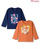 Honeyhap  Premium 100% Cotton Knit Full Sleeves Tops With Bio Finish & Floral Print Pack Of 2 - Baltic Sea & Navy Peony