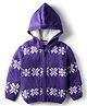 Babyhug Knit Full Sleeves Hooded Front Open Sweater With Floral & Cable Knit Design - Purple