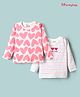 Honeyhap 100% Premium Cotton Knit With Bio Finish Tops with Heart & Stripe Pack of 2 - Bright White & Baltic Sea
