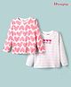 Honeyhap 100% Premium Cotton Knit With Bio Finish Tops with Heart & Stripe Pack of 2 - Bright White & Baltic Sea
