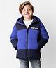 Primo Gino Woven Full Sleeves Color Blocked Hooded Padded Jacket With Text Print - Multicolor