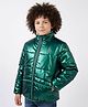 Primo Gino Woven Full Sleeves Reversible Puffer Quilted Jackets With LA Embroidery - Green & Off White