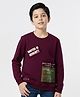 Arias 100% Cotton Knit Full Sleeves Sweatshirt with Patch Detailing - Brown