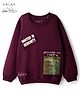Arias 100% Cotton Knit Full Sleeves Sweatshirt with Patch Detailing - Brown