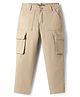 Pine Kids Cotton Elastane Woven Full Length Solid Coloured Trouser With Cargo Pockets - Khaki