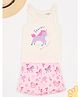 Pantaloons Baby Cotton Knit Sleeveless Unicorn Printed Top & Shorts Set - Snow White & Pink