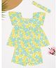 Pantaloons Baby Cotton Knit Half Sleeves Floral Printed Top & Coordinating Shorts With Headband Set - White