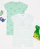 Pantaloons Baby Cotton Knit Pack of 2 Half Sleeves Striped & Turtoise Printed Rompers - White