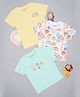 Pantaloons Baby Cotton Knit Pack Of 3 Half Sleeves Cute Animals & Rainbow Printed Tee - Multi Colour
