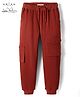 Arias 100% Cotton Full Length Solid Jogger With Cargo Pockets - Rust Orange