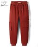 Arias 100% Cotton Full Length Solid Jogger With Cargo Pockets - Rust Orange