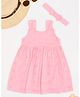 Pantaloons Baby Cotton Knit Sleeveless Schiffli Embroidered Dress With Coordinating Headband - Almond Blossom