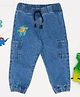 Pantaloons Baby Denim Turtle Printed Joggers - Medium Blue