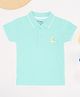 Pantaloons Baby Cotton Knit Half Sleeves Robot Printed Polo Tee - Aqua Blue