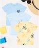 Pantaloons Baby Cotton Knit Pack Of 3 Half Sleeves Nautical Theme & Typography Printed Tees - Airy Blue & Yellow