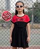Hola Bonita Cotton Jersey Knit Half Sleeve Dress With Awesome Sequin Text Print - Red & Black