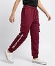 Arias 100% Cotton Knit Full Length Text Printed Jogger With Cut & Sew Detailing & Pockets - Maroon