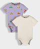 Orange Sugar 100% Cotton Knit Pack Of 2 Half Sleeves Solid & Cars Printed Onesies - Lavender & Off White