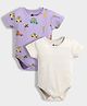 Orange Sugar 100% Cotton Knit Pack Of 2 Half Sleeves Solid & Cars Printed Onesies - Lavender & Off White