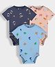 Orange Sugar 100% Cotton Knit Pack of 3 Half Sleeves Space & Sea Printed Onesies - Multicolor