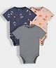 Orange Sugar 100% Cotton Knit Pack Of 3 Half Sleeves Space Theme & Farm Animals Printed Onesies - Multi Colour