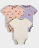 Orange Sugar 100% Cotton Knit Pack Of 3 Half Sleeves Solid & Cars Printed Onesies - Multi Colour